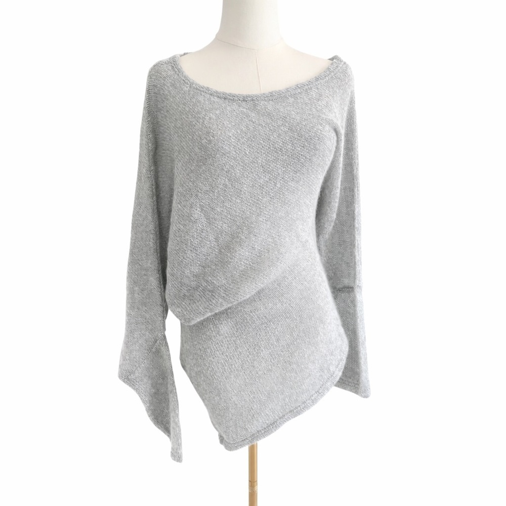 Reserved Asymmetrical Mohair Blend Knit Avant-Garde Gray Sweater Size M/10 UK 14